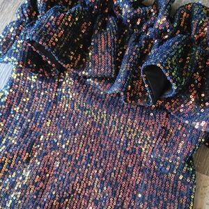 80's Metallic Sequin Mini Dress Juniors Prom Dress Size S